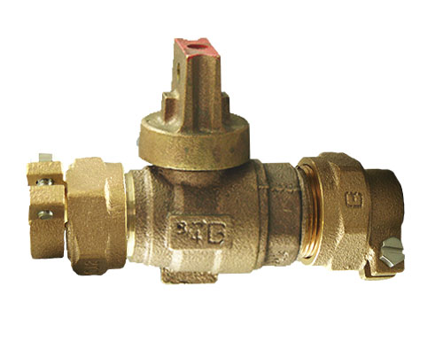 NO-LEAD CAMPAK X CAMPAK OPEN RIGHT BALL VALVE CURBSTOP WITH DRAIN
